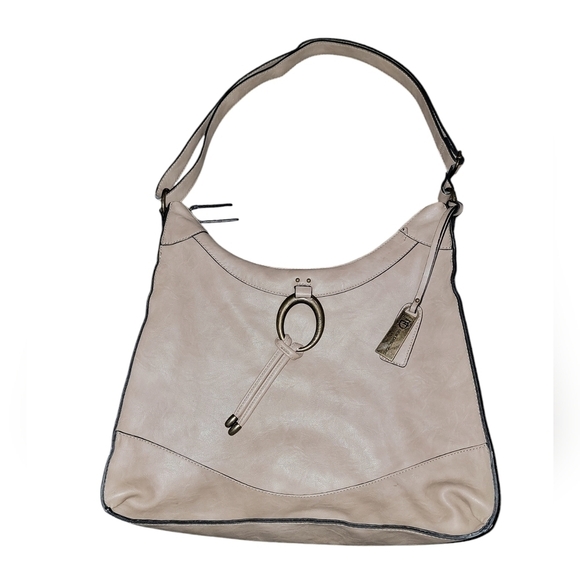 New Directions tan/khaki Shoulder bag double zipper top multiple pockets - Picture 1 of 12
